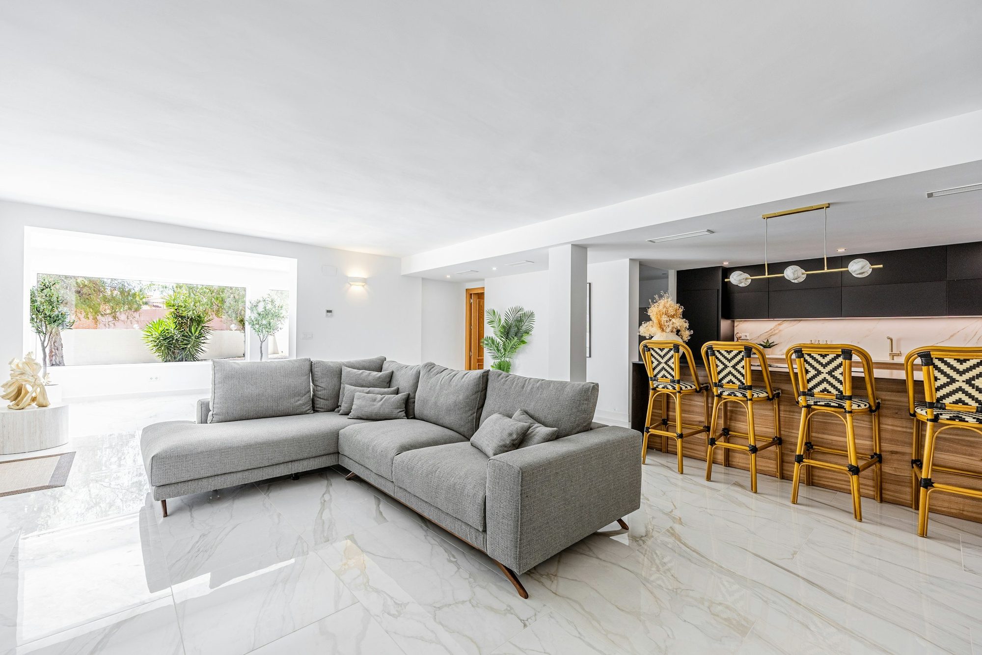 Modern living room with sectional sofa